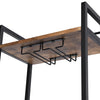 3PCS Bar Table & 2 Stool Industrial Kitchen Dining Set W/ Wine Rack Side Storage