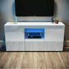TV Stand Unit Cabinet Stand High Gloss White Doors LED Light Sideboard Cupboard