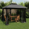 Gazebo with Double Roof and Mesh Walls Anthracite 2.94x2.94 m Steel B3I4
