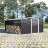 10x8ft Outdoor Log Firewood Storage Shed Garden Tools Container 2 Sliding Doors