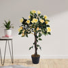 Artificial Yellow Rose Tree in Pot Fake Flower Plant Outdoor Home Office Decor