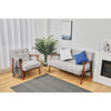 Retro Single Chair Solid Wood Frame Armchair Grey Cushion Padded Sofa 1 Seater