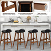 2Pcs Upholstered PU Leather Bar Stools Mid-Century Farmhouse Stools w/Footrest