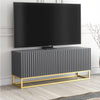 TV Unit I 100cm Cabinet I White Fluted Doors I Gold Metal Base I Modern