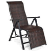 Adjustable Folding Reclining Rattan Chair Portable Chaise Lounge Chair