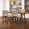 Set of 2 Bar Stools Linen Counter Height Chair Upholstered Kitchen Island Stool