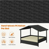 Wicker Dog House, Raised Pet Bed with Cushion Canopy, for Small to Medium Dogs