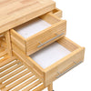 Lockable Wood Kitchen Trolley Dining Room Cart with Storage Drawer Shelf Wheels