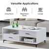 High Gloss Coffee Table MDF Drawer Shelf Storage Living Room Lounge Metal Legs