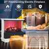 27"/68cm Electric 2000W Fireplace 3-Sided Fireplace Heater with 3-Level Flame