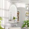 Arch Bathroom Mirror Cabinet with 3-Color Led Lights Wall Mounted with Storage