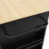 Rolling Kitchen Island Storage Trolley with Drop Leaf Top and 2 Drawers, Black