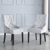 2pcs Grey Velvet Dining Chairs Button-Tufted Upholstered Armchairs with Rivets