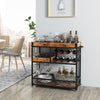 Home Bar Serving Cart 3-Tier Rustic Rolling Bar Cart Mobile Storage Wine Rack