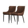 Set of 2 Diamond Faux Leather Dining Chairs Padded Bucket Seat Metal Legs Chairs
