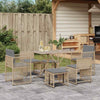 7 Piece Garden Dining Set with Cushions Beige Poly Rattan L5M9