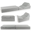 4-in-1 Convertible Folding Sofa Bed Floor Futon Sleeper Couch Chair Single Grey