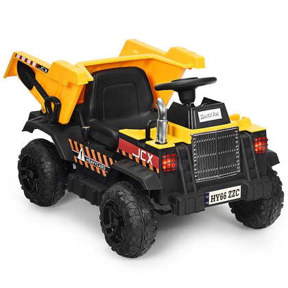 12V Battery Powered Dump Truck Kids Ride On Engineering Car Toy w/Remote Control