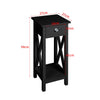 Black Slim Tall Bedside Table 1 Drawer Bedroom Storage Unit Hallway End Table