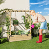 Indoor Outdoor Wood Planter with Arch Trellis & Hanging Roof-Natural