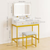Mondeer LED Dressing Table Stool Smart Vanity Makeup Desk w/ 4 Drawers 3 Shelves