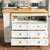 Extendable Dining Bar Table Kitchen Island with Storage Cabinet with 6 Drawers