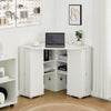 Corner Dressing Table Desk Cupbpard Workstation Foldable Shelf Storage Display
