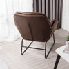 Vintage Distressed Brown Faux Leather Armchair Soft Cushion Padded Accent Chair