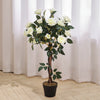 Large Artificial White Rose Tree in Pot Flower Plant Outdoor Home Office Decor