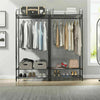Metal Clothing Rack Hanging Rail Open Wardrobe Coat Stand with Shelves
