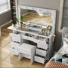 Vanity Desk with Power Outlet, Makeup Vanity with Mirror, Dressing Table Drawers