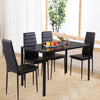 120/140cm Glass Dining Table Set 4 6 Chairs Black Faux Leather Kitchen Furniture