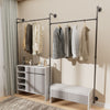 XL Industrial Pipe Clothes Rail Wall Clothing Hanging Rack Open Wardrobe