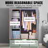 LARGE FABRIC CANVAS WARDROBE WITH HANGING RAIL SHELVING CLOTHES STORAGE CUPBOARD