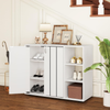 Shoe Cabinet Wooden White Storage Cupboard Double Doors Adjustable Shelves Hall