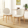 Soft Boucle Upholstered Kitchen Chairs Set of 2-White