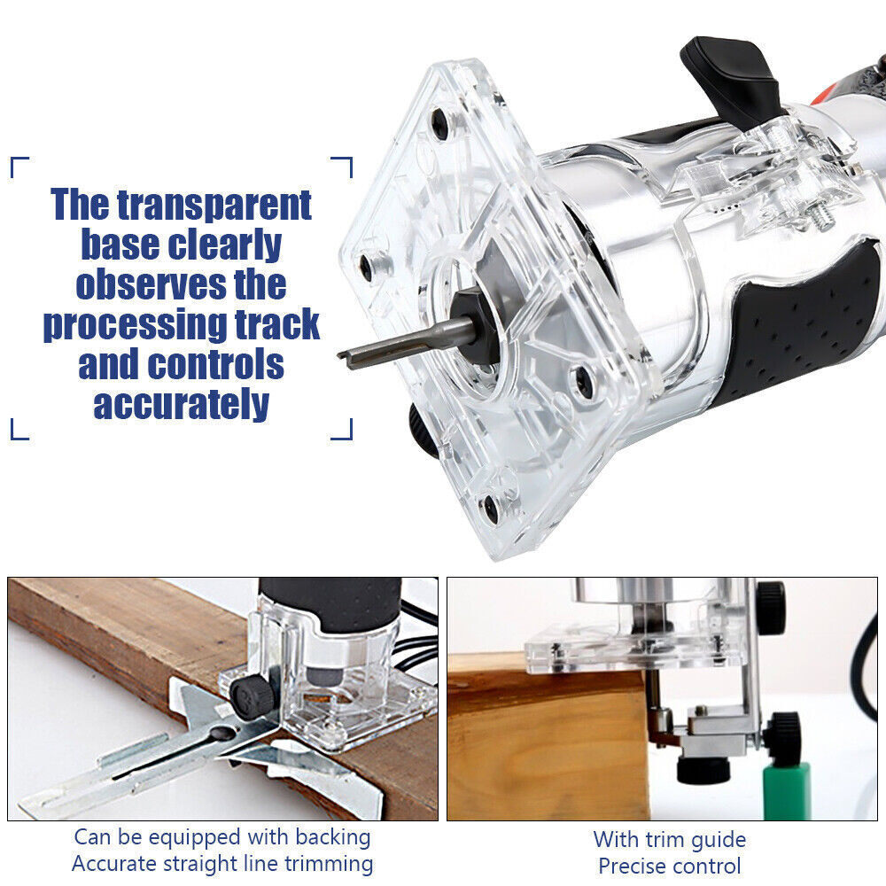 800W Palm Router Mini Hand Held Router Wood Laminator Trimmer W/ Case ...