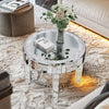 Luxury Silver Crushed Crystal Round Coffee Table Sparkle Diamante Accent Table