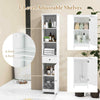 164cm Tall Freestanding Bathroom Storage Cabinet w/ 3 Open Shelves White