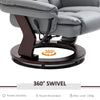 Recliner Chair With footstool, Armchair 135° Reclining Swivel Sofa Chair, Grey