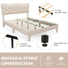 Double Size Bed Frame Wooden Slats Platform Upholstered Button Tufted Headboard