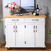 Kitchen Storage Trolley Shelf Rolling Island Serving Cart w/ Drawer Wood Worktop