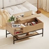 Lift Top Coffee Table Living Room Table w/ Storage Shelf-Natural