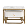 Nesting Coffee Table Side Table with Drawer Marble Exterior Square Set of 2