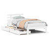 Bed Frame with Drawers White90x200 Solid Wood Pine O9W6