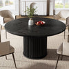 120cm Round Dining Table for 4-6, Modern Kitchen Table with Fluted Round Base