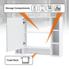White Bathroom Cabinet Wall Mounted Mirrored LED Door Storage Cupboard w/ Shelf
