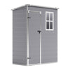 5 x 3ft Garden Shed Storage w/ Floor Foundation, Vents, Window, 2 Doors, Grey UK