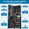 Lockable Jewelry Organizer Freestanding Jewelry Cabinet w/Full-Length Mirror