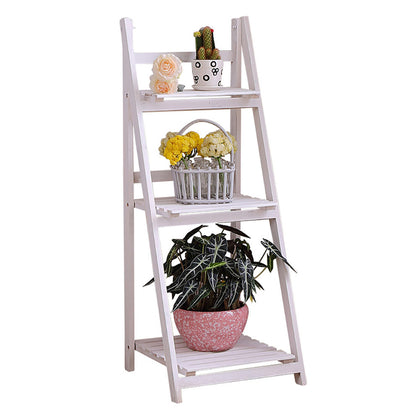 3 Tier Wooden Plant Display Stand Folding Ladder Shelf Bookcase Storage Rack UK
